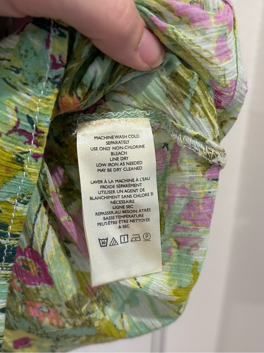 Pilcro for Anthropologie Green Floral Button-Front Blouse with Pink Accents - Picture 5 of 9